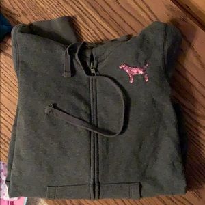 VS pink full zip hooded sweatshirt